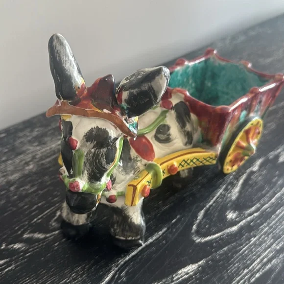 Vintage Italian donkey pulling cart flower planter. - Picture 2 of 10
